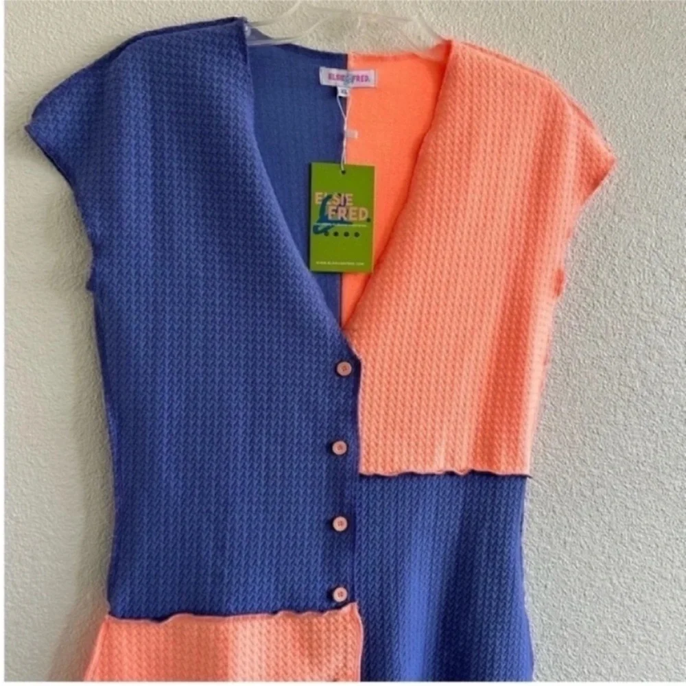 NWT Elsie & Fred Party In The Park Paneled Playsuit Purple Coral Color Block